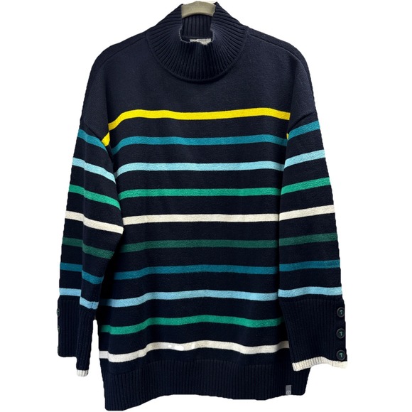Talbots Sweaters - T‎ by Talbots 2023 Sweater Sz XLp Petite Striped Mock Neck Pullover Cotton Blend